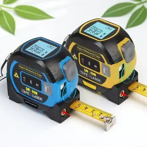 3-in-1 Digital Laser Tape Measure, 196ft/60m High Precision Laser Distance Meter with Backlit LCD, Auto-Lock, Fast Measurement, Unit Switch (Ft/In/M/mm), Professional for Construction, Home Renovation, Indoor/Outdoor Use, Measuring Tape