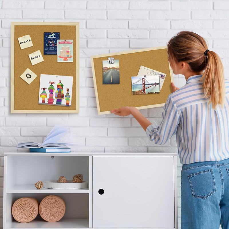 2 count Cork Board, 17.7''x13.3'' Bulletin Board, Wooden Framed Corkboards for Wall, Small Cork Board, Vision Board Supplies, Prayer Board, Picture Board for Photos, Office, Home Decor, School