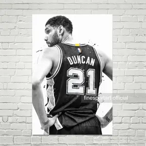 Tim Duncan San Antonio Poster, Canvas,  print, Sports wall art, Kids room decor, Man Cave, Gift