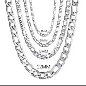 Men's 925 Sterling Silver Plated Necklace 2/4/6/8/10/12MM 16 18 20 22 24 26 28 30 Inches Face Chain Necklace Lobster Clasp Men And Women Engageautumn rapper chainment Jewelrycuban link chain