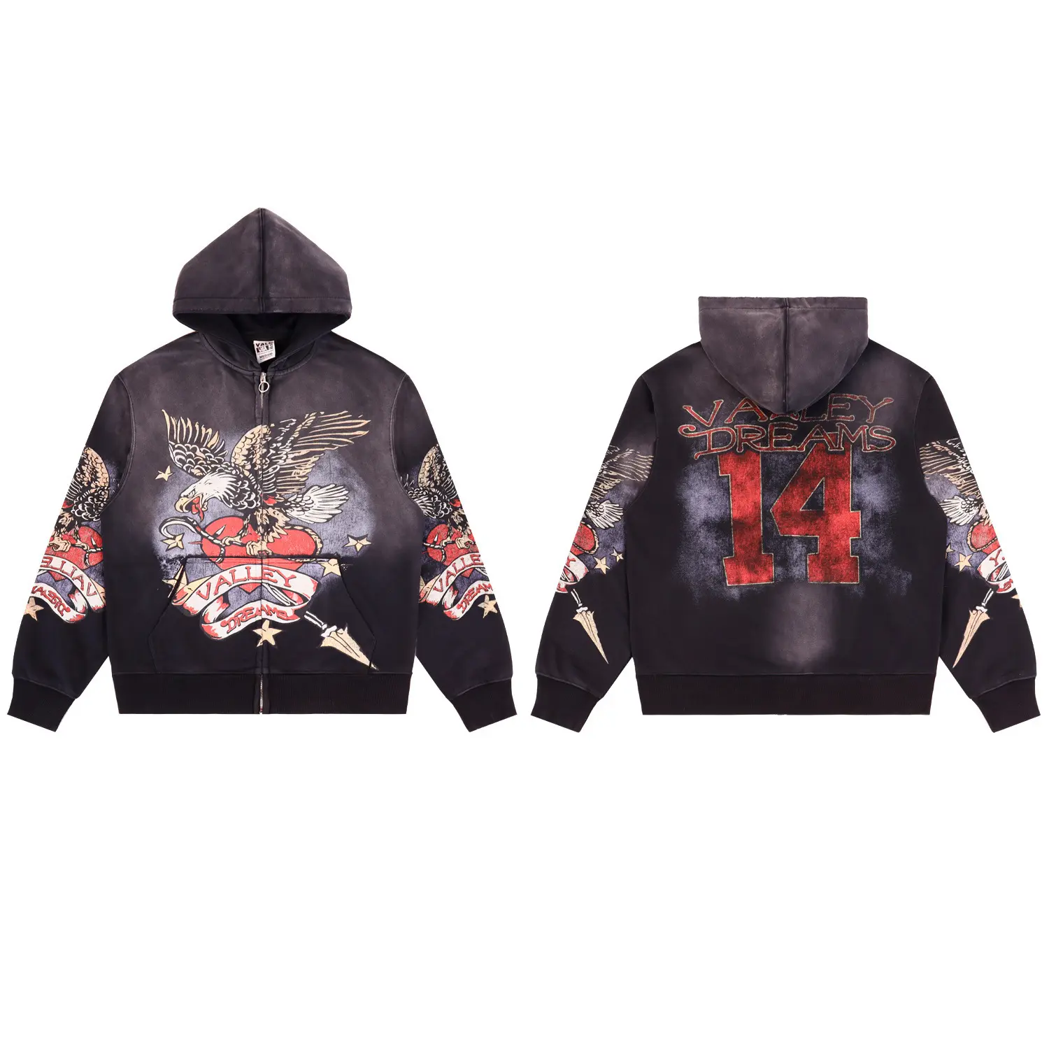 A6037 Washed Black Hoodie