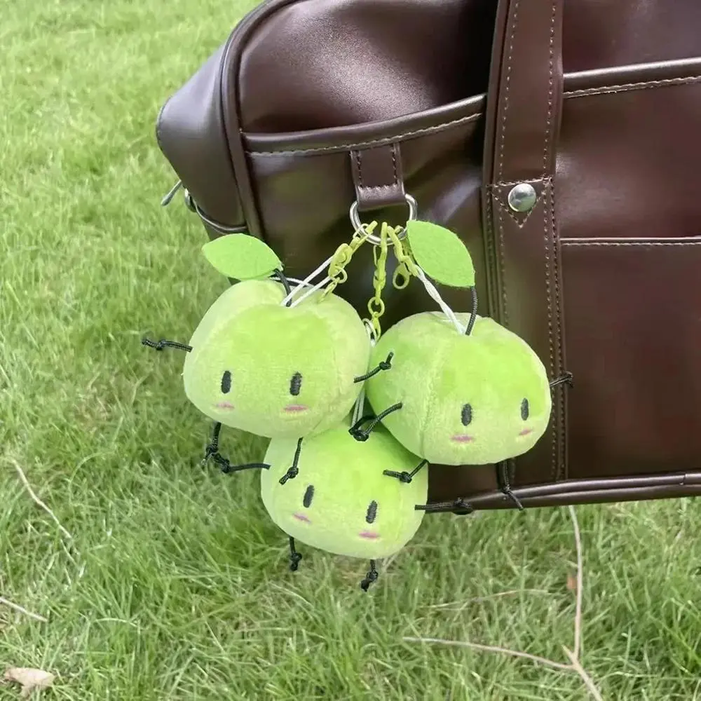 Game Stardew Valley Junimos Cosplay Keychain Green Cute Apple Elf Plush Cotton Doll Backpack Pendant Keyring Accessories