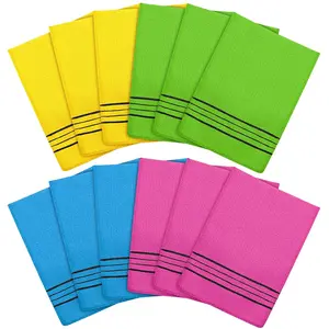[USA Stock] - 12 Pieces Korean Exfoliating Mitt Glove Italy Towel Body Skin Scrubber Exfoliating Scrubber for Remove Dead Skin Washcloth Korean(Small,Yellow, Green, Blue, Pink