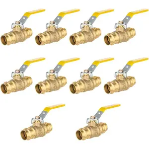 (Pack of 10)  3/4" Copper Press Ball Valve with EPDM O-ring,1/4- Turn Full Port Shut Off Stop Ball Valve For Copper Tubing Connection, LF Lead,(VALVE243-10PCS)