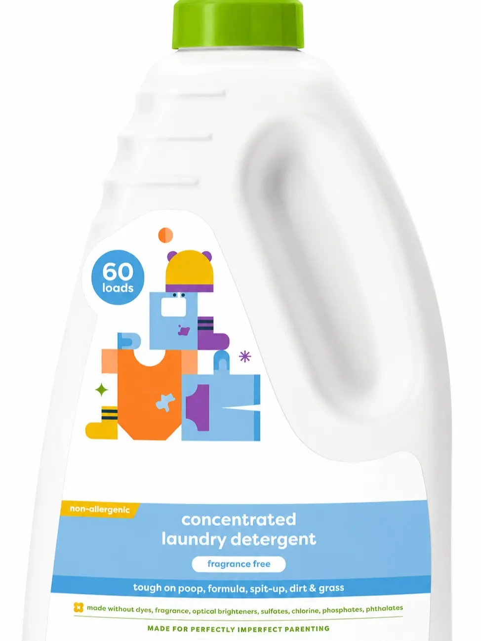 Baby Laundry Detergent, Fragrance-Free 3X Concentrated Formula, HE Compatible, Powerful Stain Remover, 60 fl oz