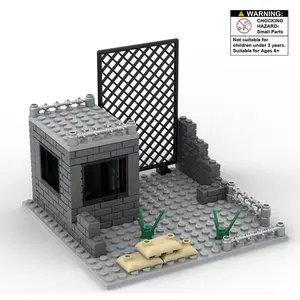 Military Base Observation Tower Sentry Tower Cannon Weapon Small Particles Moc Building Blocks DIY Boy STEM Toy Gift