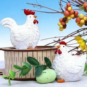 New Easter Theme Resin Craft Chicken Set, Indoor Outdoor Holiday Decoration Ornament, Festive Home Decor Accessory