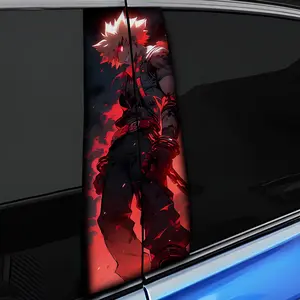 Set of 2 Waterproof Anime Vinyl Decals for Car B-Pillars - Trendy Decorative Stickers & Scratch Covers for Your Car or Truck!