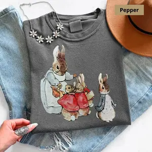 Comfort Colors Easter Bunny Shirt, Easter Shirt for Women, Retro Bunny Tee, Gift for Her, Vintage Easter TShirt Happy Easter T-Shirt, Peter Rabbit Shirt Cottagecore