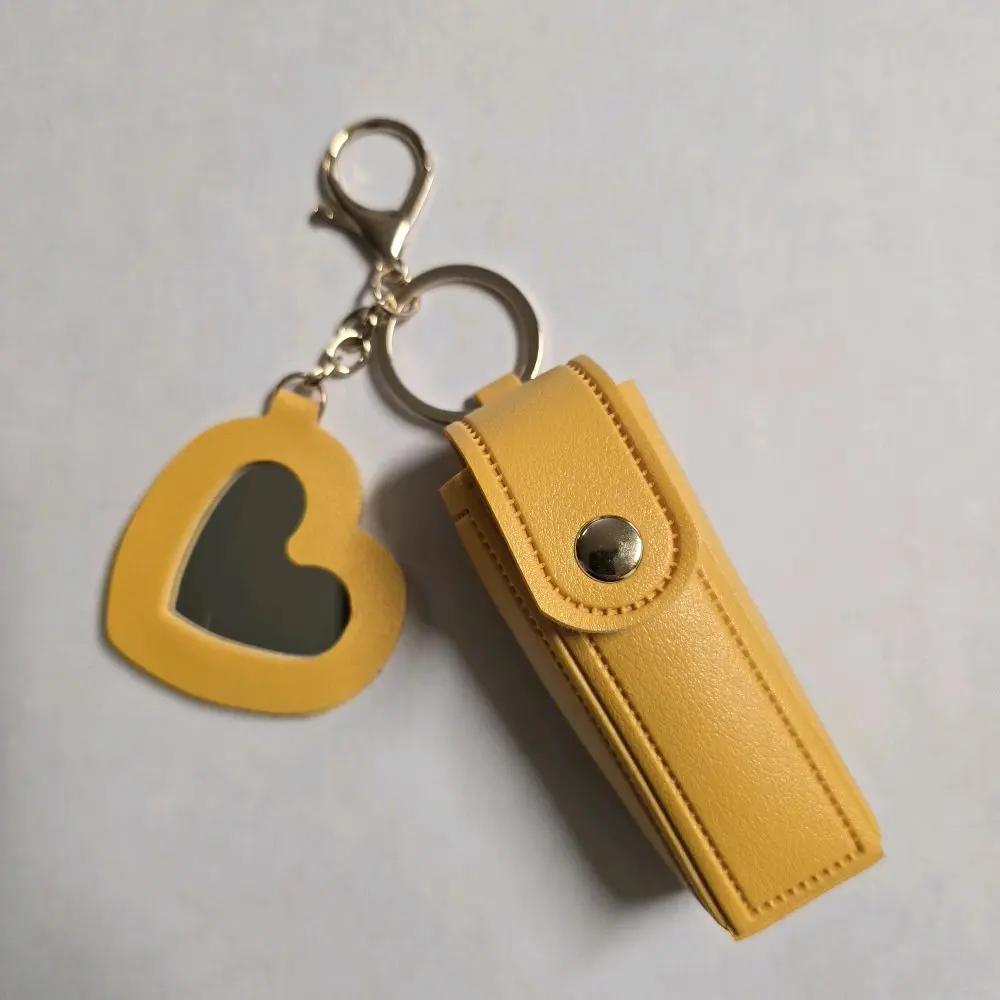 Mustard Yellow Lipstick and Chapstick Holder with Matching Mirror