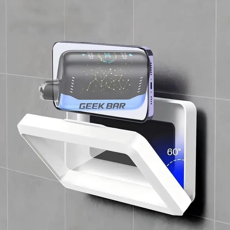 geek bars Bathroom shower waterproof phone holder Bluetooth speaker 360°Rotation touch screen mobile phone box watch movie listening music