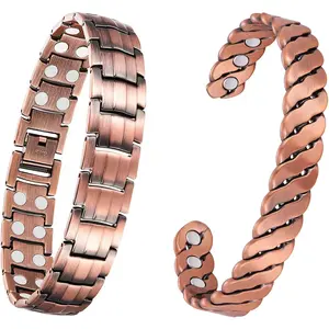 Pure Copper Bracelet for Men Women, Ultra Strength  Cuff Bangle for Men Women with 3500 Gauss Neodymium , 99.99% Copper  , Adjustable