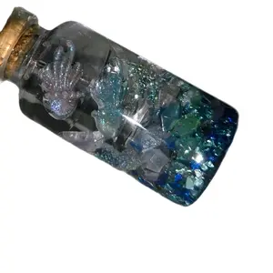 Mini glass decorative ocean themed cork bottle