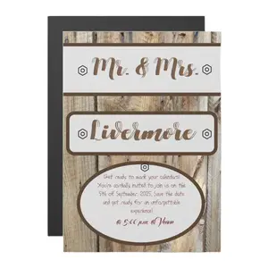 Heartwood Magnetic Wedding Invitation, Rustic Wood Design Card, Customizable Save The Date, Unique Wedding Invite, Personalized Keepsake