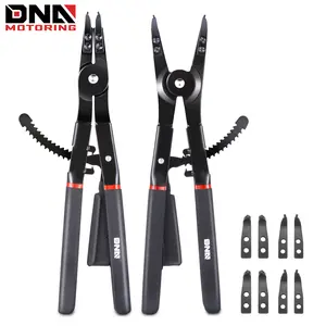 2pc 16 in Long Reach Multi Angle Heavy Duty Internal External Spring Ratchet Circlip Plier For Ring Remover Retaining Snap Ring Plier Set, W/ Case