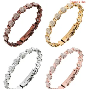 Rose Gold Leaf Rhinestone Magnetic Bracelet, Adjustable Fashion Bangle For Women Daily Wear