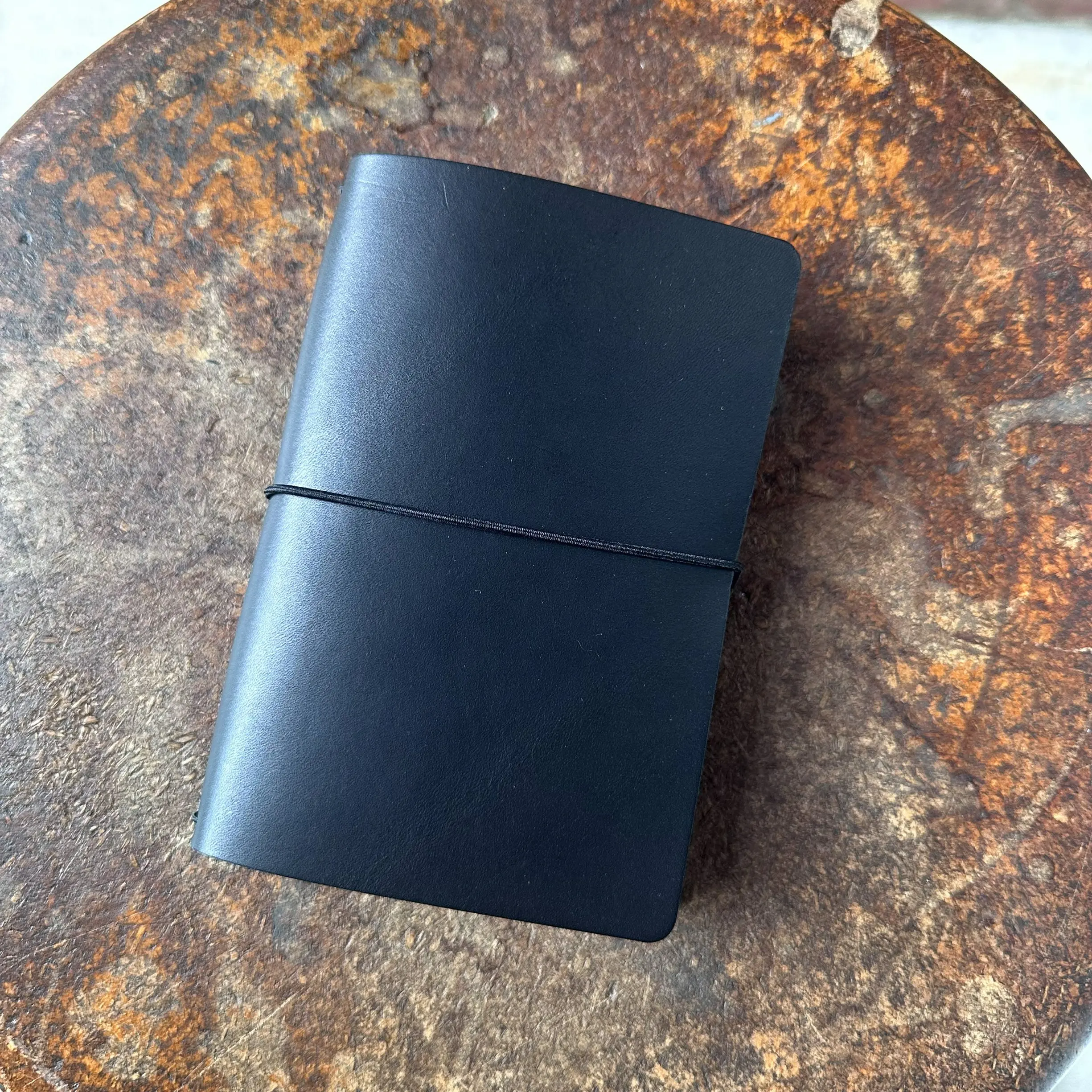 Leather Pocket Journal Kit - Refillable Travel Notebook - Midnight Black
