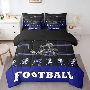 7 Pieces Bed in a Bag,Comforter Set with Sheets,Football Design Bedding Sets for All Season