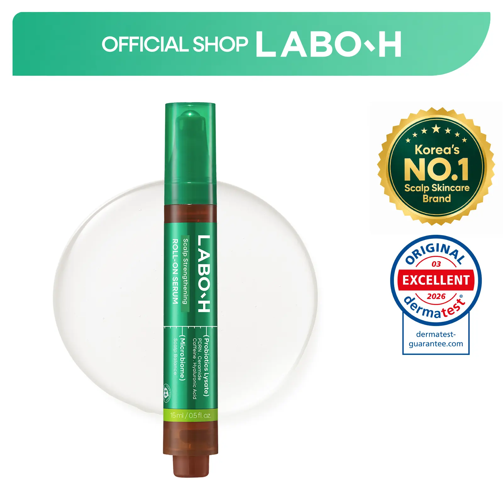 LABO-H Scalp Strengthening Roll-on Serum | PDRN for Hair Growth | Anti-Loss Treatment | Vegan | Korean Haircare