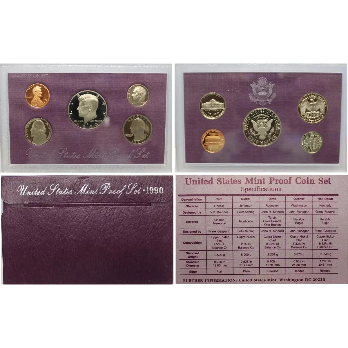 1990 United States Mint Clad Proof Coin Set with COA - AS IS