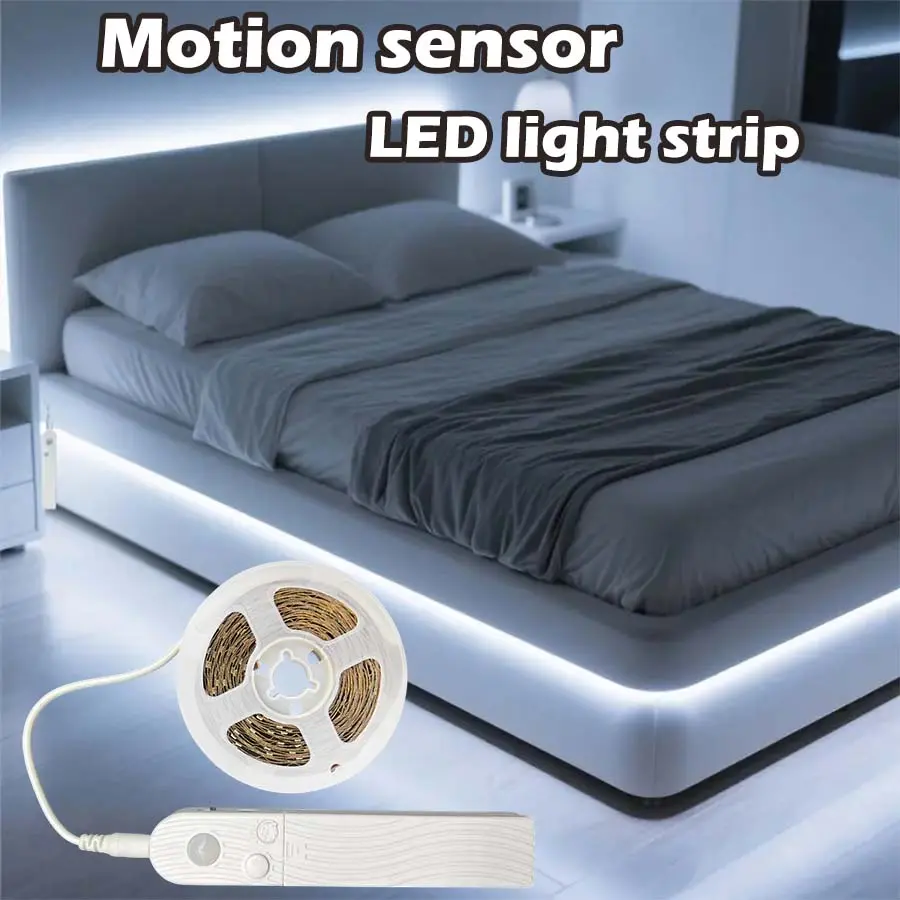 Motion Sensor LED Strip Light, /warm Light, Compatible with USB Data Cable or 4 Aaa Batteries, Ideal for Under Bed/cabinet/sofa/living Room/kitchen, Battery Lights for Closet