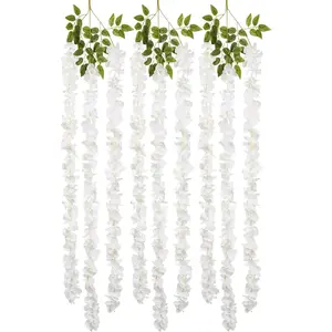 Wisteria Hanging Flowers Garland 6.4FT Wisteria Garland Hanging Flowers for Decoration for Wedding Arch, Backdrop, Garden Party Decor, 3 PCS (Ivory)