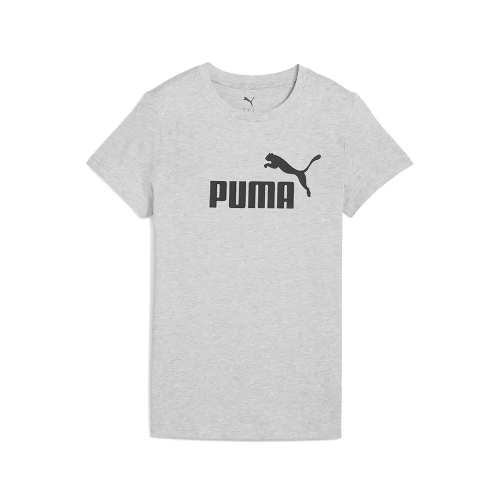 PUMA Womens Essentials Logo Crew Neck Short Sleeve Casual Tops Casual - Grey