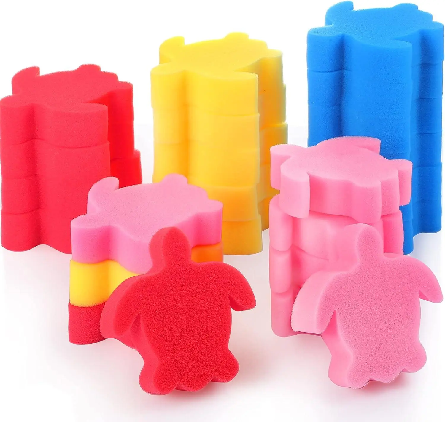 24 Pieces Hot Tub Sponge, Turtle Oil Scum Absorbing Absorber for Spa and Swimming Pool (Blue, Red, Yellow, Pink) Chuangdi