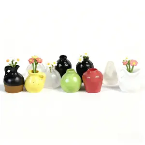 Cute Mini Vase Fridge Magnets (8-Piece Set) – Nordic & Chinese Minimalist Style, Kid-Safe Shatterproof Ceramic-Resin Decor, Perfect for Kitchen, Office & Gifts, Handmade in Jingdezhen