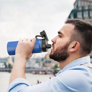 2 Pack Wide Mouth Water Bottle Caps, Fits 12-64oz Sports Bottles, Space Flask Replacement Lids, Threaded Design, Check Cup Compatibility
