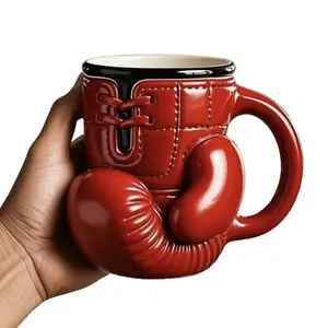 3D Boxing Glove Ceramic Reusable Coffee Mug Tumbler - Handmade, Food-Grade, BPA-Free, Lead-Free, Washable, Dishwasher-Safe Drinkware, Ideal Gift for Boxing Lovers, Suitable for Home & Office,summervibes