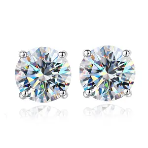 Esberry 0.5ct 2ct D Color Synthetic Moissanite Stud Earrings for Women Promise Engagement Wedding Earrings