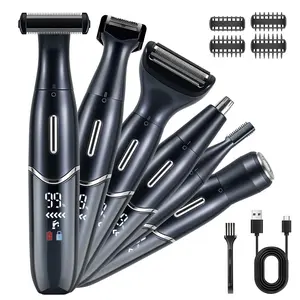 Men's Electric Shaver, Rechargeable Shaver, 6-In-1 Multi-Effect Grooming Set, Razor, Intimate Trimmer, Hair Remover, Nose Hair Clipper, Eyebrow Trimmer, Gift for Men