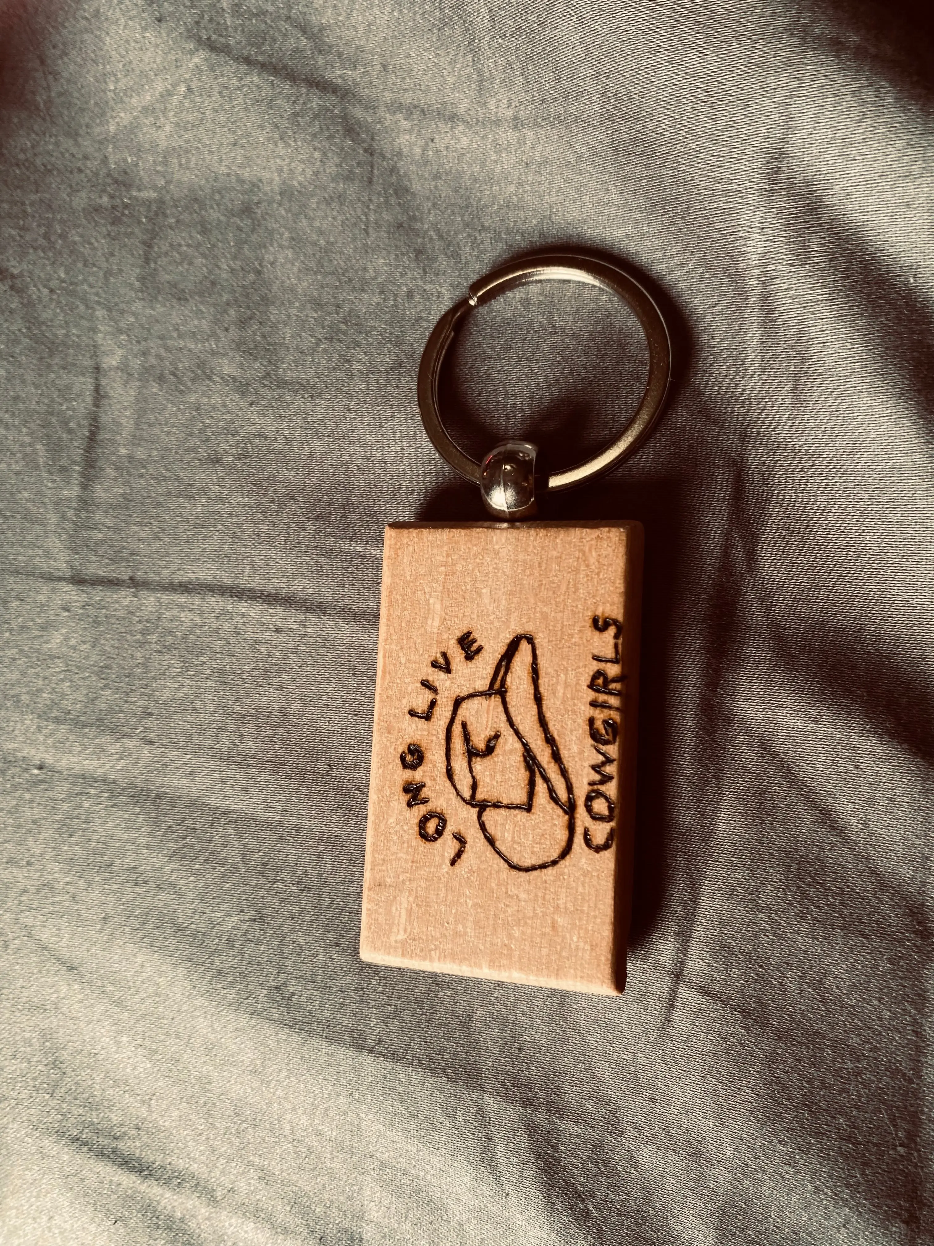 Long Live Cowgirls Wood Burned Keychain