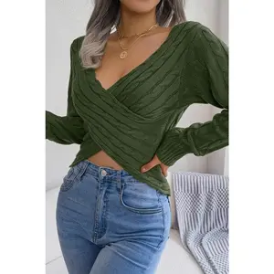 Green "Cross my heart" Knitted Sweater