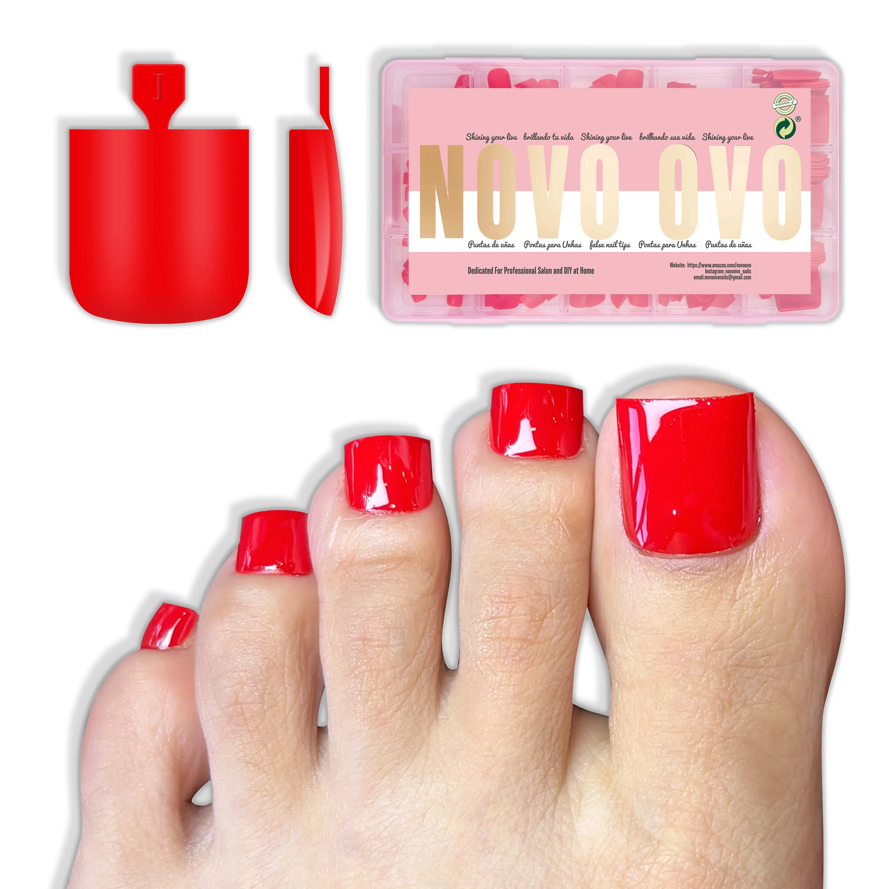 Sharp Square Pure Color Toe Red
