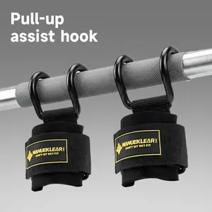 Manueklear Weight Lifting Hooks with Padded Wrist Wraps, Heavy-Duty Double Metal Hooks, Adjustable Straps for Pull-Ups, Deadlifts & Training