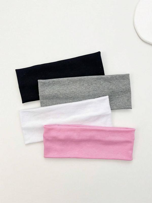 Fashion Solid Color Hair Band (4pcs), High Stretch Sweat-absorbing Hair Band, Daily Hair Accessories for Women & Men, Elastic Headbands