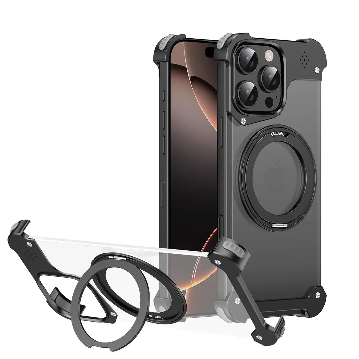 Clear Phone Case with Camera Lens Protector & Holder, Shockproof Phone Protective Cover, Phone Accessories Compatible with iPhone 16 Pro Max 15 14 13