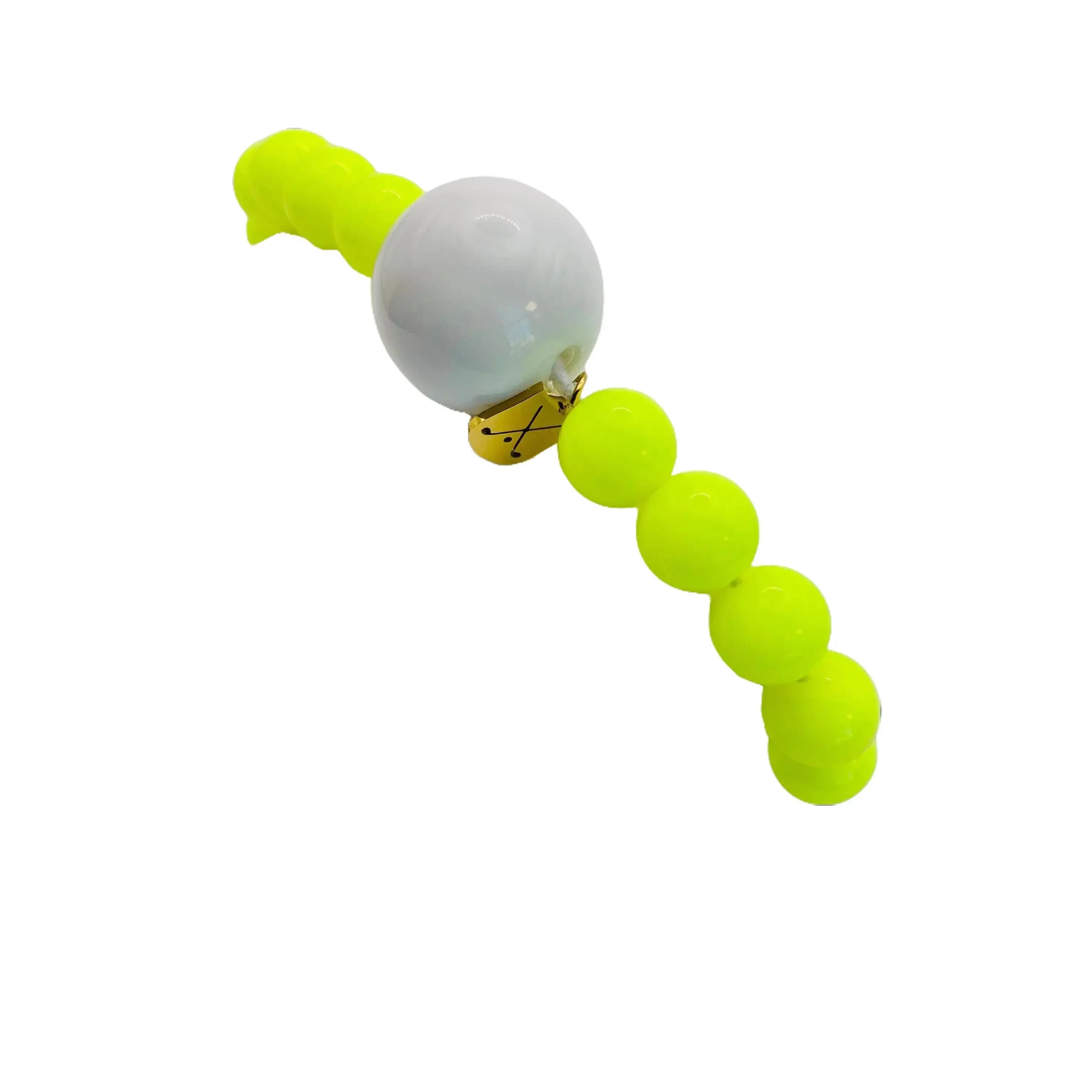 BRIGHT SUN Golf Stroke Counter Bracelet - Neon Yellow & White Beads - High-Quality Elastic - Handmade in USA - Vibrant Golf Accessory