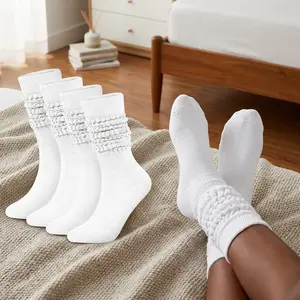 Women's Soft Long Boot Socks - Slouch Scrunch Stacked High Socks 2-3 Pack Comfortable Warm Cozy Perfect for Boots Casual Wear Everyday Fashion Essential Ankle Socks with Stretchy Ribbed Cuff