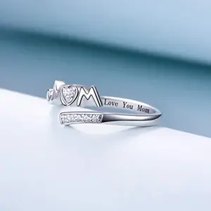Special Recommendation Mother's Day Gift Love You Mom Series Ring with Heart Opening Letter Mom Fashion Ring Women's Jewelry Mother's Day Gift Birthday Gift