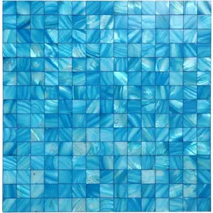 1 Sheet Pearl Shells Peel and Stick Backsplash Self Adhesive Wall Tile for Kitchen Bathroom Bedroom (11.8"X11.8", Blue)