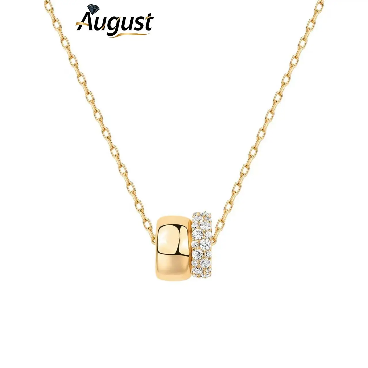 Women's Cubic Zirconia Pendant Necklace - 2-Tone Elegant Design, Fashionable Jewelry, Bling Stylish Accessory for Birthday, Holiday Gifts, Gemstone, Female, Two-Tone
