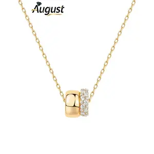 2-Tone AAA Grade Cubic Zirconia Pendant Necklace Chain, Bling Stylish Accessory, Elegant Fashionable Jewelry, Ideal Gift for Her Birthday or Holiday