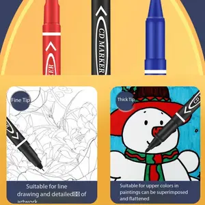 Double-Ended Waterproof Quick-Dry Marking Pen, Oil-Based Art Painting Marker, Logistics Highlighter, Small Dual Tip Pens