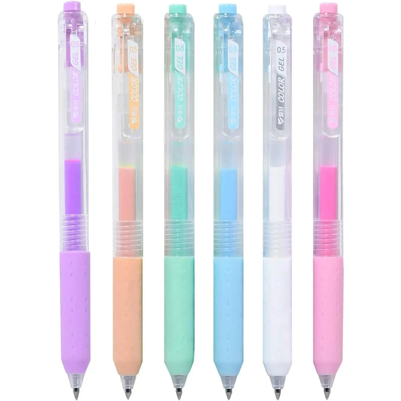 0.5mm Fine Point Milky Gel Pens, Retractable Color Gel Pens Colorful Gel Ink, Smooth &  for Journaling, Drawing, Sketching, Adult Coloring Books & Note Taking - 6 Pack