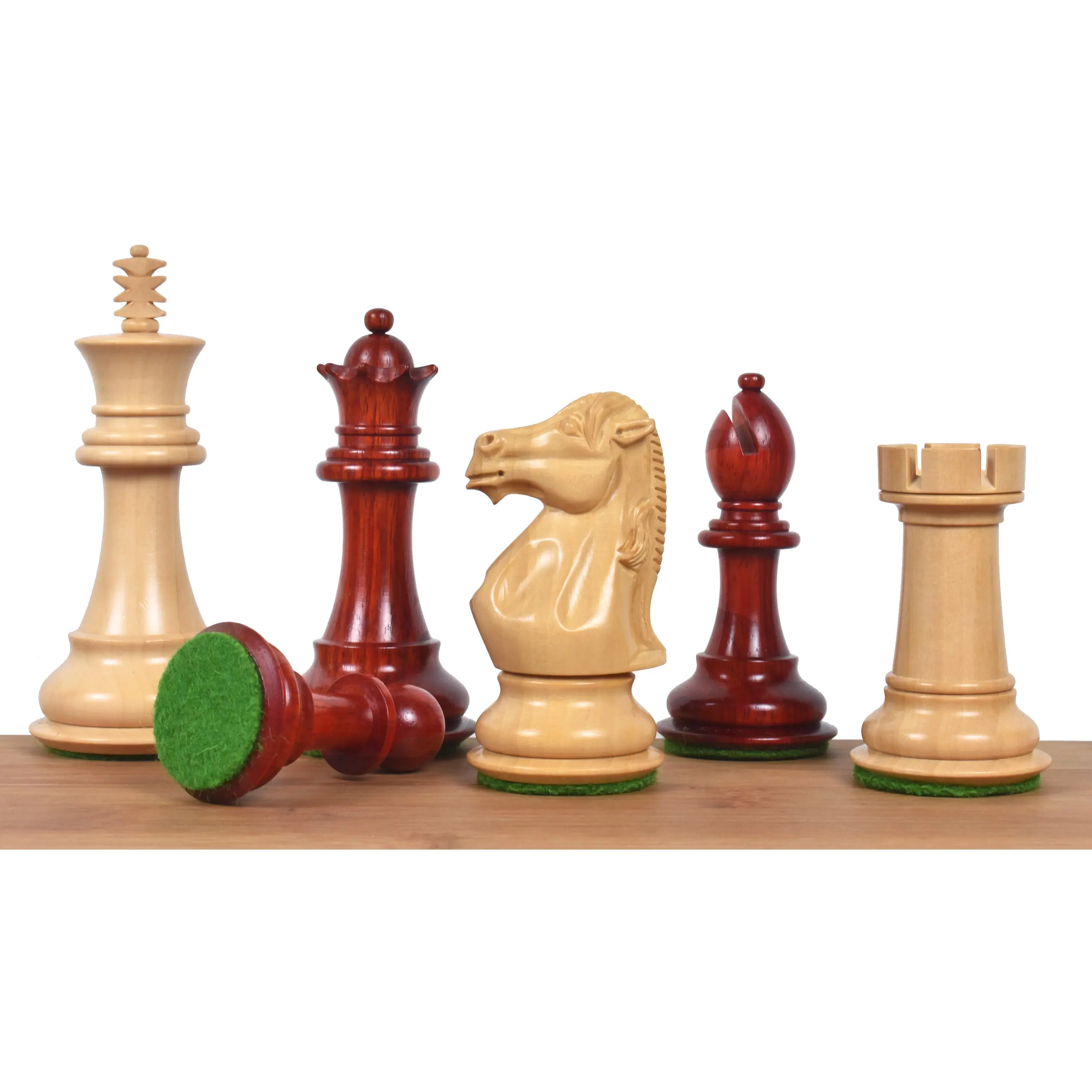 Slightly Imperfect 3.9" Royal Knight Staunton Chess Set - Chess Pieces Only- Triple Weighted Bud Rose Wood