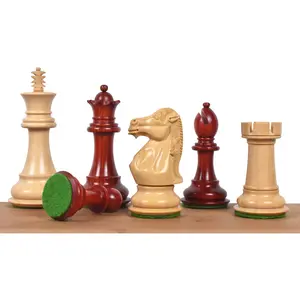 Slightly Imperfect 3.9" Royal Knight Staunton Chess Set - Chess Pieces Only- Triple Weighted Bud Rose Wood