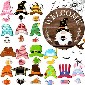 DIY Mixable Gnome Welcome Sign Magnetic Seasonal Wooden Home Decor No Tools Needed for Year Round Holiday Updates